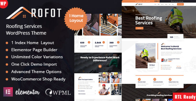 Rofot - Roofing Services WordPress