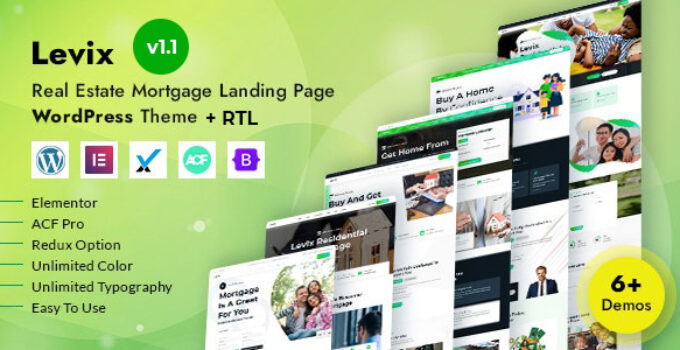 Levix - Real Estate Mortgage Landing WordPress Theme