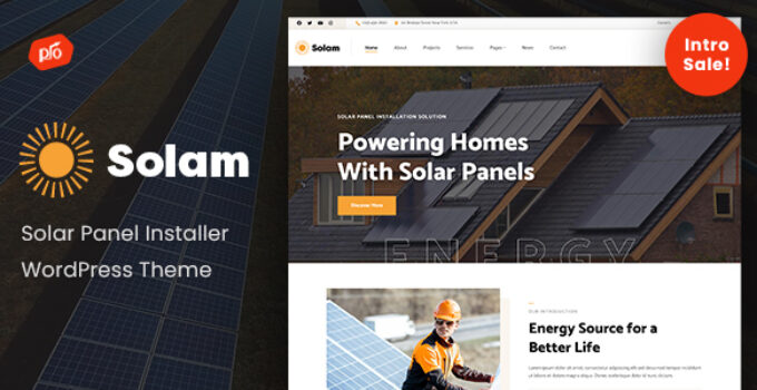 Solam - Solar Panel Installer WordPress Theme