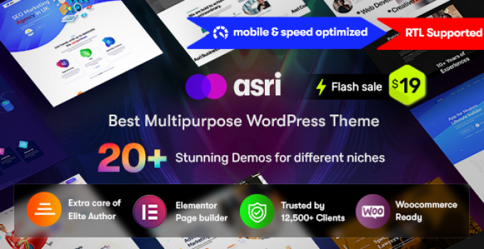 Asri - One Page multipurpose business WP Theme