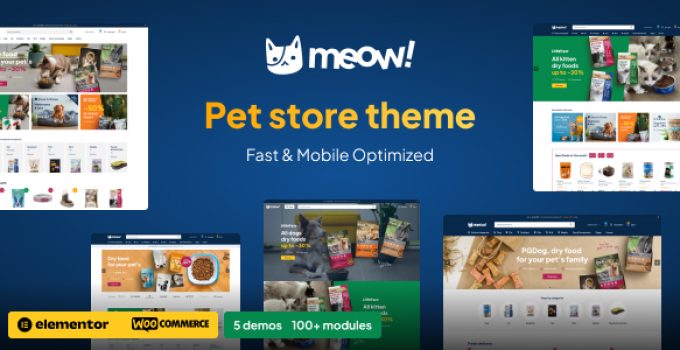Meow! - Pets Shop WooCommerce WordPress Theme