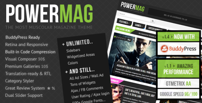 PowerMag: Bold Magazine and Reviews WordPress Theme