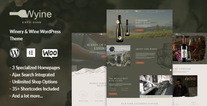 Wyine - Wine Store & Vineyard WordPress Theme