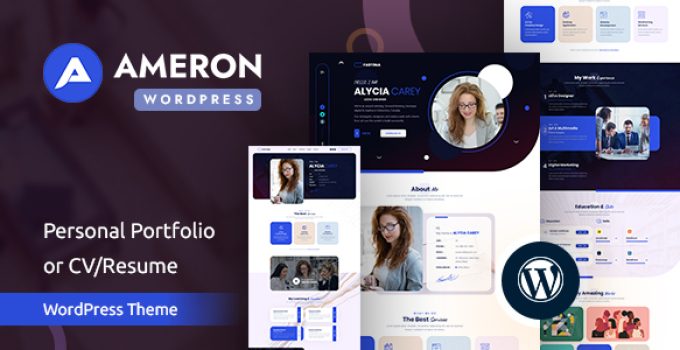 Ameron - Personal Portfolio or CV/Resume WordPress Theme