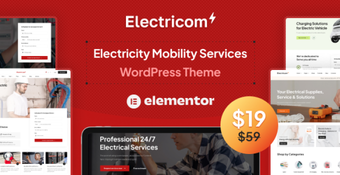 Electricom - Electricity Mobility Services WordPress theme