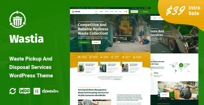 Wastia - Waste Pickup And Disposal Services WordPress Theme