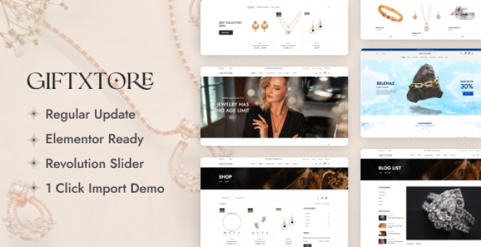 GiftXtore - Jewelry Elementor WooCommerce WordPress Theme