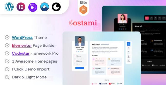 Bostami - Personal Portfolio / Resume WordPress Theme