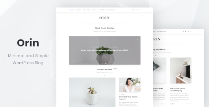 Orin - Minimal Blog For WordPress