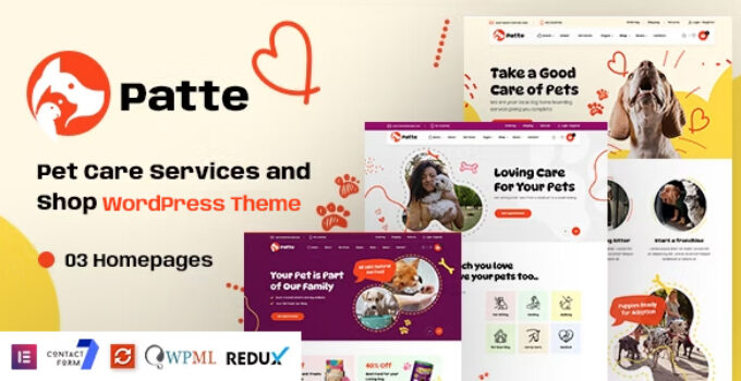 Patte - Pet Care & Pet Shop WordPress Theme