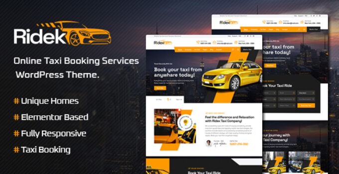 Ridek - Online Taxi Booking Service WordPress Theme