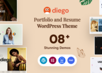 Diego - Creative Personal Portfolio & Resume WordPress Theme