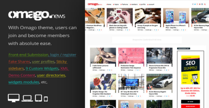 Omago News - User Profile Membership & Content Sharing Theme