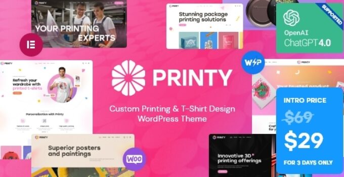 Printy — Custom Printing & T-Shirt Design WordPress Theme