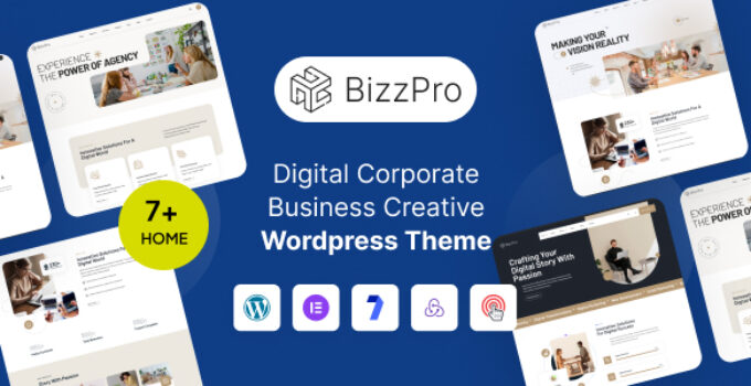Bizzpro – Digital Corporate Business Creative WordPress Theme Multipurpose