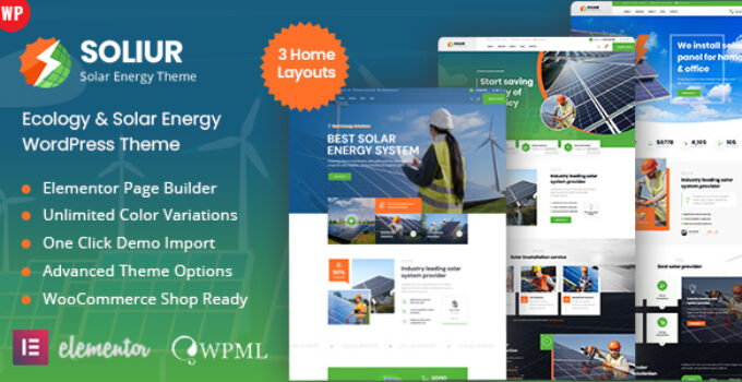 Soliur - Ecology & Solar Energy WordPress Theme