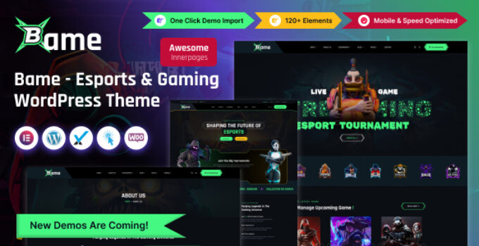 Bame - eSports and Gaming WordPress Theme