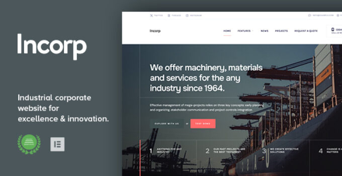 Incorp - Industrial, Factory & Corporate WordPress Theme