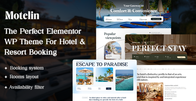 Motelin - Hotel & Resort Booking Elementor WordPress Theme