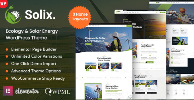 Solix - Ecology & Solar Energy WordPress Theme