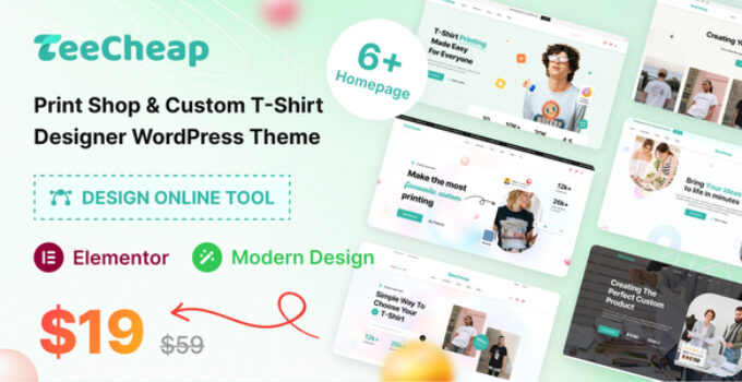 TeeCheap - Print Shop & Customize T-shirt Design Online WordPress theme