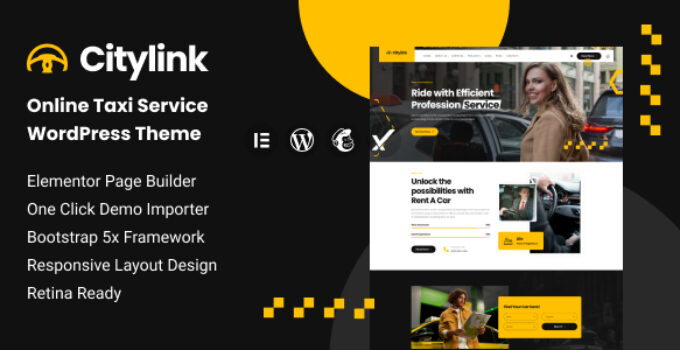 Citylink - Online Taxi Service WordPress Theme