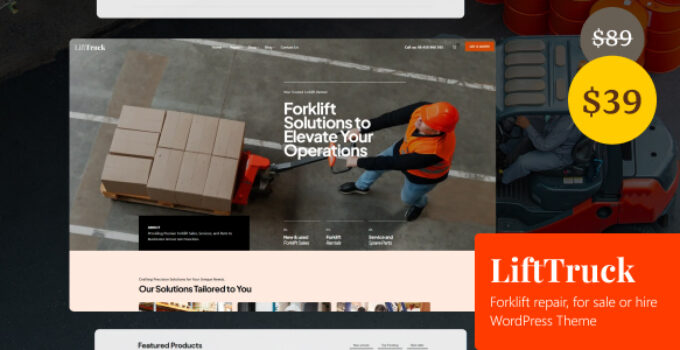 LiftTruck - Forklift repair, for sale or hire WordPress Theme