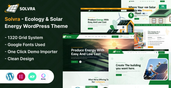 Solvra - Ecology & Solar Energy WordPress Theme