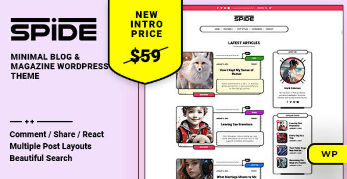 Spide - Blog & Magazine WordPress Theme