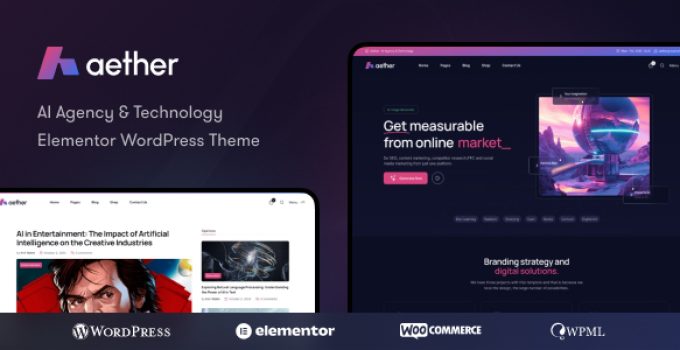 Aether - AI Agency & Technology WordPress Theme