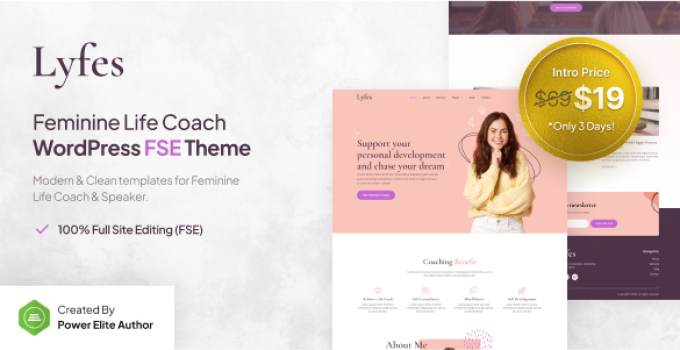 Lyfes – Feminine Life Coach & Speaker FSE WordPress Theme