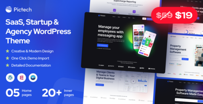 Pictech - Saas & Startup WordPress Theme