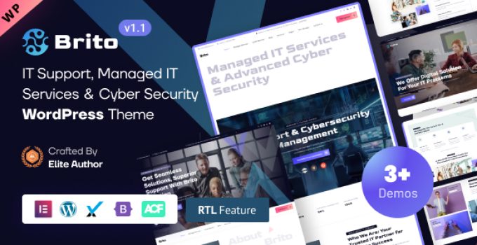 Brito - Managed IT Services & Cyber Security Solutions Elementor WordPress Theme