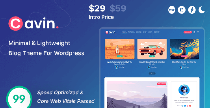 Cavin | Minimal & Lightweight WordPress Blog Theme