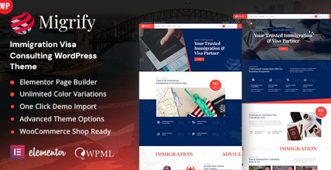 Migrify - Immigration Visa Consulting WordPress Theme