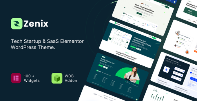 Zenix - Tech Startup & SaaS Elementor WordPress Theme